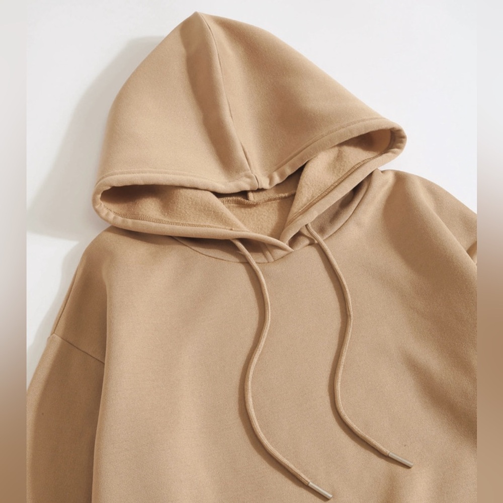 NEW| Women’s Shein Comfy Khaki Drawstring
Front Pocket Hooded Sweatshirt - Picture 6 of 7